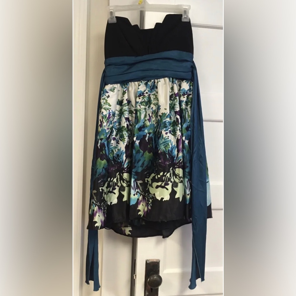 Girls / Women's Trixxi Strapless Formal Teal Green Floral Party Dress Size M.